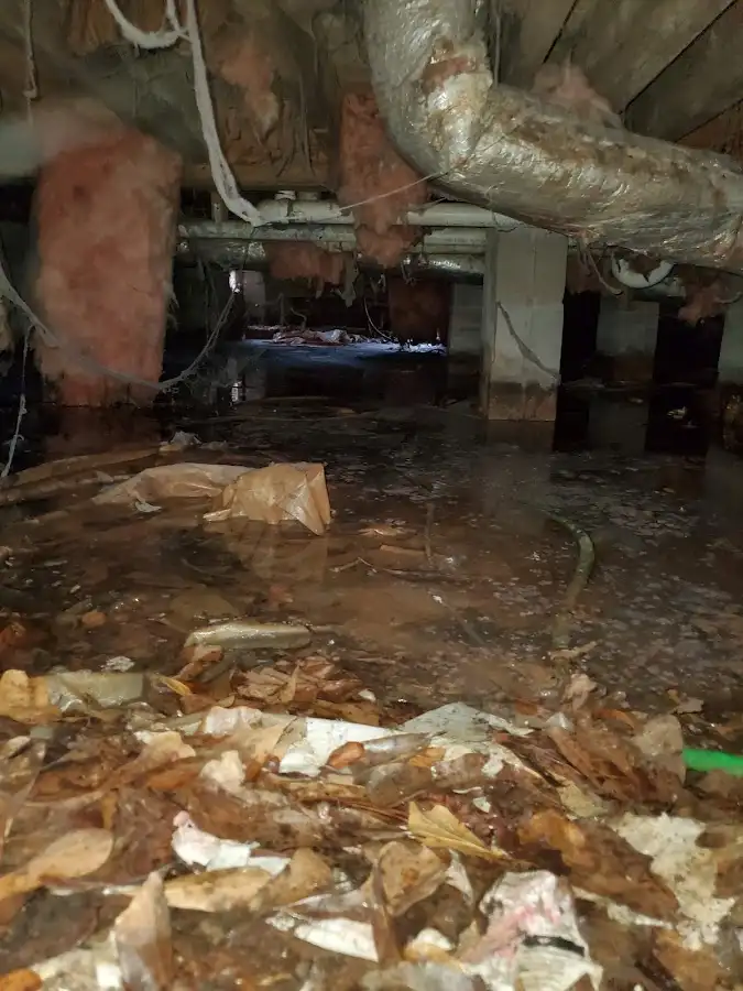 Crawl space flood assessment for Commercial Water Damage Restoration in Darien